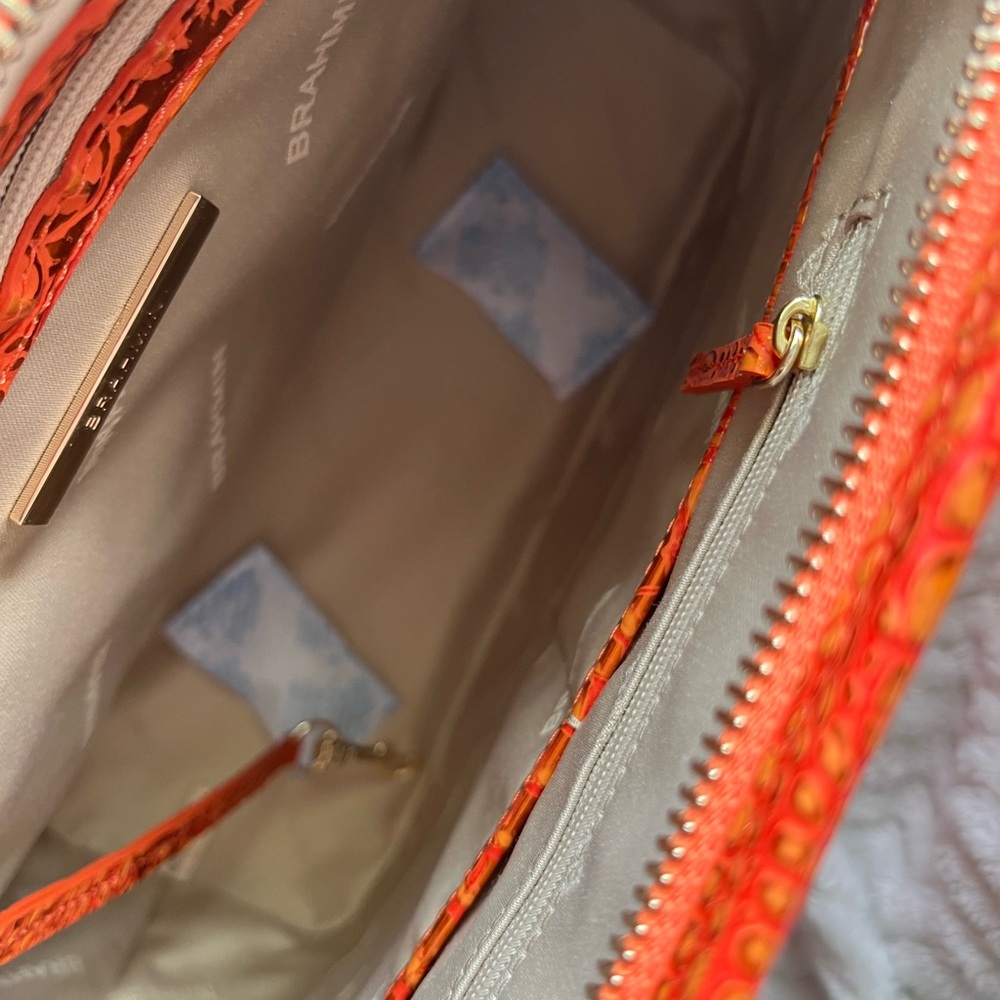 Brahmin Burnt Orange Croc-Embossed Shoulder Bag - Picture 9 of 9